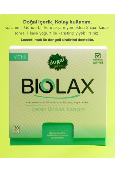 Doğal Adres Biolax Sindirime Destek Bitkisel Toz Karışım 30 Adet
