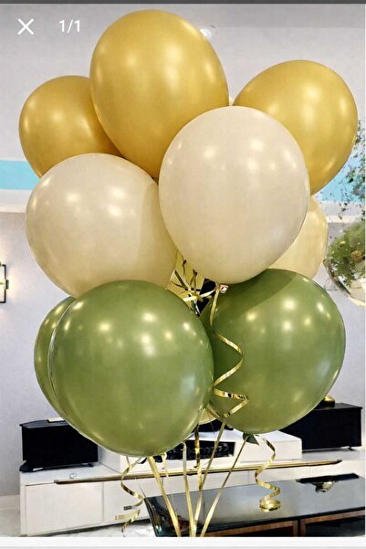 PISPISBALONCUK 3 Adet metalik Gold Küf Yeşili Ve Bej Balon parti süsü doğüm günü