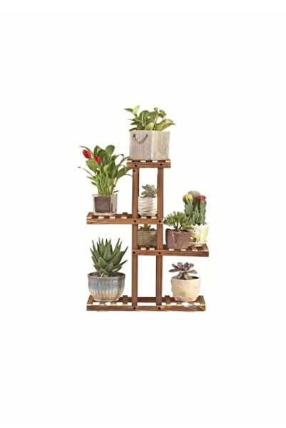 ALANDEKOR Ceviz Rengi Ahşap 4 Katlı Çiçeklik, Saksılık, Çiçek Standı, Dekorat...