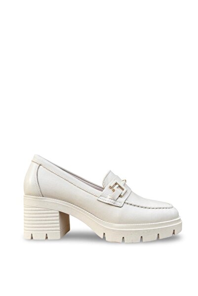 YALINAYAK Blbl2683 Hakiki Deri Topuklu Kadın Oxford Bej