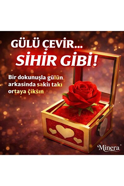 Fırtına Armağan Sihirli Güllü Kutuda 14 Ayar Altın Kaplama 316L Çelik Lotus K...