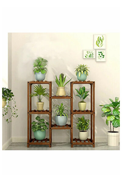 ALANDEKOR Ahşap Dekoratif Çiçeklik Saksılık Balkon Bahçe Standı