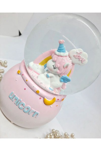 Yağmur Kar Küresi Büyük Boy Otomatik Işıklı Unicorn Model Unıcorn Çocuk Odası Dekorasyon