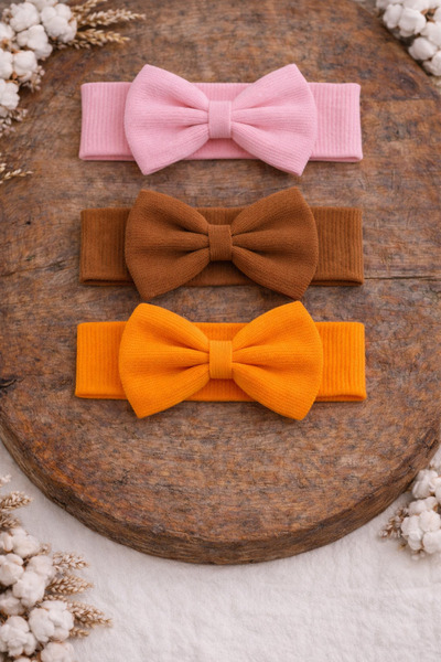 Pico Baby مجموعة من 3 قطع من باندانا بفيونكة للفتيات الصغيرات والأطفال (وردي/...