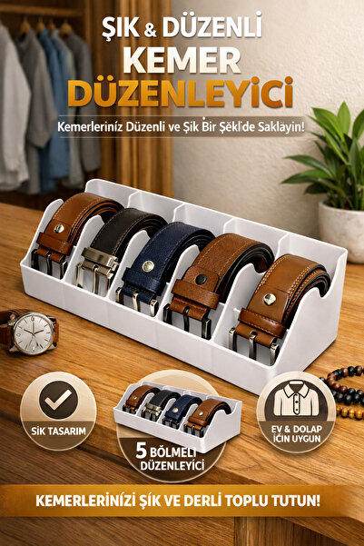 ÖRNEK MAĞAZA 5 Bölmeli Kemer Takı Makyaj Dolap İçi Ve Masa Organizeri