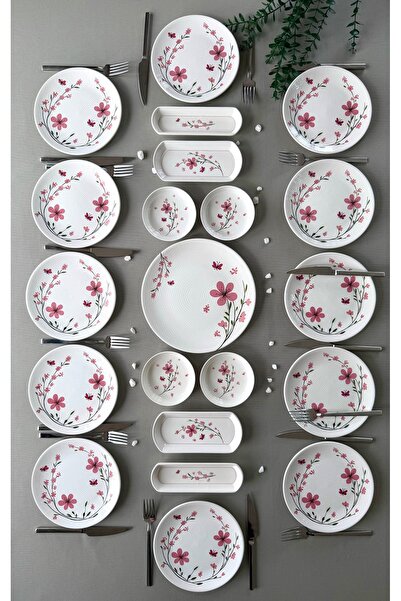 Yiğit Seramik Züccaciye Bahar Model 12 Kişilik 21 Parça Röfyeli Modern Kahval...