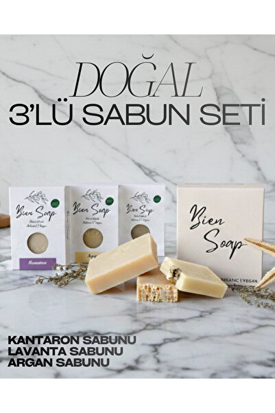 Hydratant Bar 3'lü Doğal Sabun Seti Hand Made %100 Organic