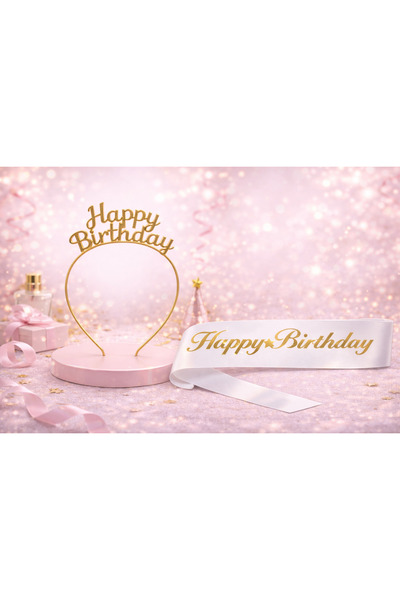 Larenya Happy Birthday Kuşak Ve Taç & Doğum Günü Partisi & Doğum Günü Parti Kuşağı