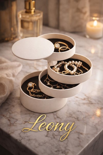 Leony 4 Tiers Cylinder Rotating Jewelry and Makeup Organizer Organizer Necklace Earrings Ring Jewelry Storage Box