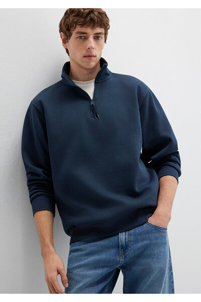 Mavi Yarı Fermuarlı Lacivert Basic Sweatshirt 0S10278-70490