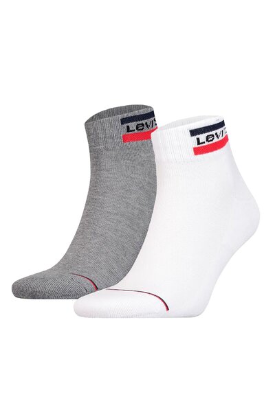 Levi's Unisex 2er Pack Sportsocken - Mid Cut SPRTWR, Logo, einfarbig