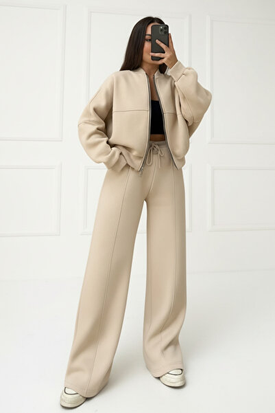 Runades Set de trening pentru femei, cu 3 fire din fleece, Palazzo Bomber