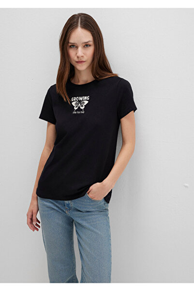 Mavi Floral Printed Black T-Shirt Semi Slim Fit / Semi Slim Fit 1613476-900