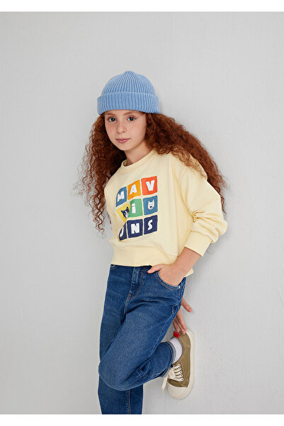 Mavi Baskılı Sarı Sweatshirt 7S10127-84571