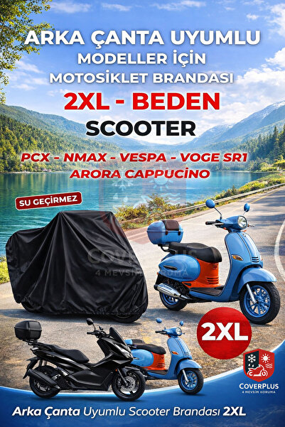 CoverPlus Siyah Motor Brandası (ARKA ÇANTA Uyumlu Motosiklet Brandaları İçin)...