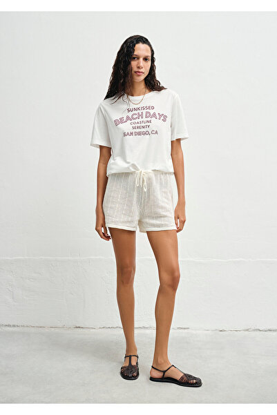 Mavi Τυπωμένο T-Shirt Ecru Regular Fit 1613183 -70057