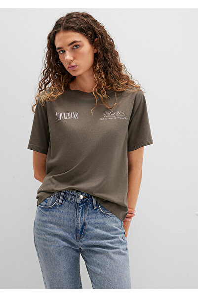 Mavi Grünes T-Shirt mit Rückendruck, reguläre Passform / normaler Schnitt 161...