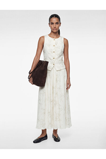 Koton سترة زهرية بياقة دائرية مزينة بأزرار من القطن