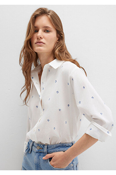 Mavi Mini Leaf Printed Ecru Shirt Loose Fit / Relaxed Fit 1210030-83975