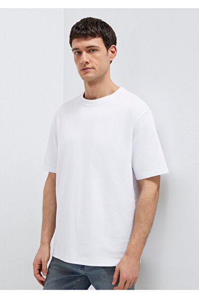 Mavi Weißes Basic-T-Shirt mit Rundhalsausschnitt, Loose Fit / Loose Relaxed F...