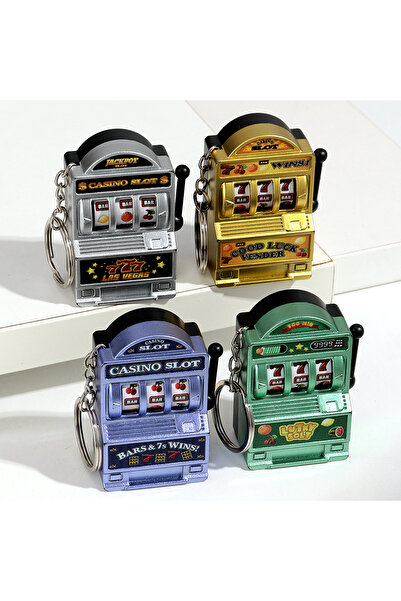Choice 4 قطع من سلاسل مفاتيح ماكينة القمار الصغيرة على شكل فاكهة، ماكينة يانص...