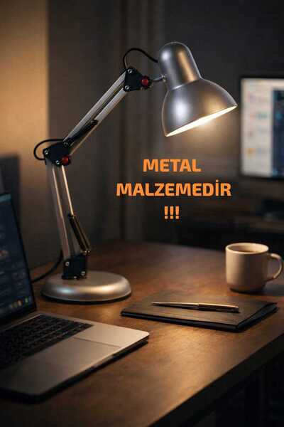 Bozyaka Aydınlatma 2810 Dekoratif Hareketli Gri Metal Modern Çalışma Masa Lam...