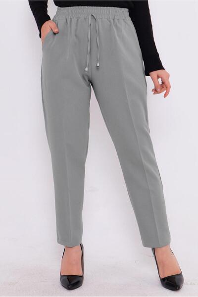 TRENDTESETTÜR KADIN GRİ BELİ LASTİKLİ PANTOLON T 80004