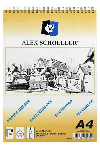 Alex Schoeller Caiet de schițe A4 cu spirală 60 coli 90 gr