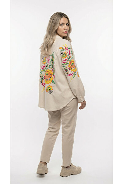 DESEO BOUTIQUE Kadın Bej Renk Özel Işlemeli Tasarım Standart Beden(38-50 BEDE...