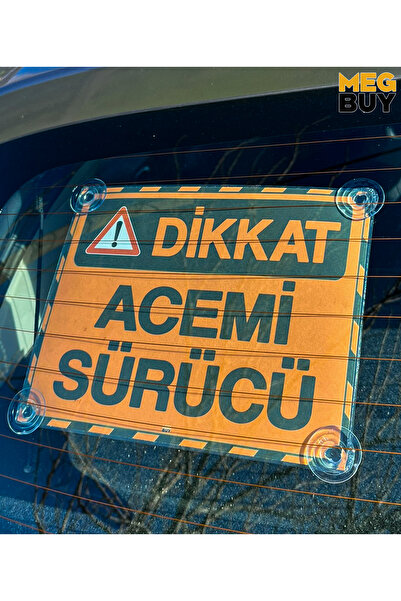 MEGBUY Sarı Zemin Üzerine Siyah Renk Dikkat Acemi Sürücü Yazılı Araba Cam Oto...