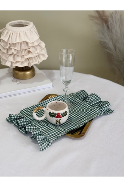 KaiAtelier غطاء صينية من الكتان المزين بالكشكش من موسسي