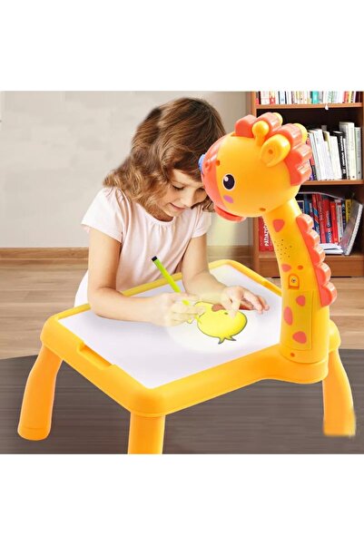Avex Masă de desen muzicală pentru copii cu proiector, model girafă, culoare ...
