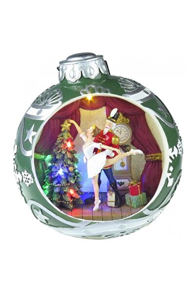 JollyMag Decoratiune Craciun muzicala, glob de brad cu balerina, LED multicol...