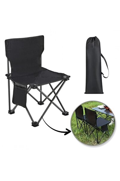 JollyMag Нов сгъваем стол за градина, къмпинг и риболов със страничен джоб, ч...