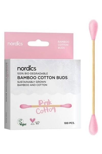 OEM Betisoare din bumbac si bambus, 100buc, roz