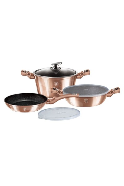 Berlinger Haus Set de oale si tigai, Metallic Line Rose Gold Collection, 6 pi...