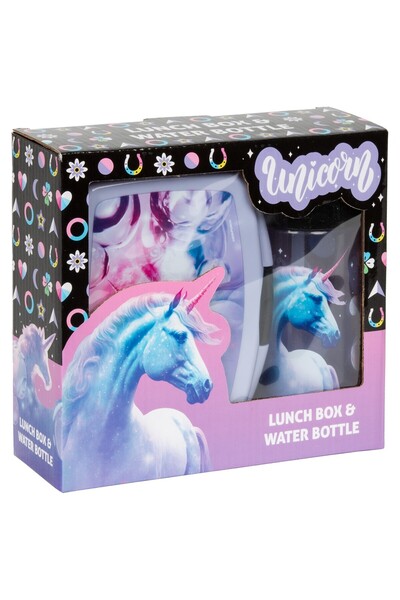 JollyMag Set cutie de pranz si sticla de apa, model Unicorn, Kidea, ZSBAJR15