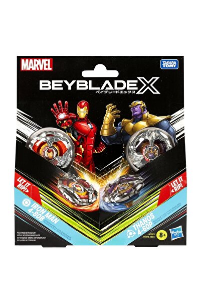JollyMag BEYBLADE X MARVEL SET DUO IRON MAN 4-80B SI THANOS 4-60P