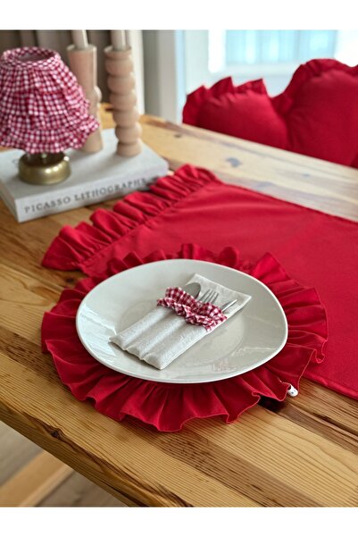 KaiAtelier 2Li Lovely Fırfırlı Keten Yuvarlak Supla / Amerikan Servis