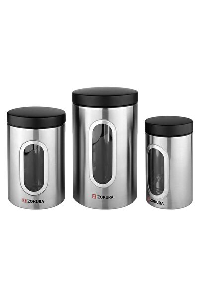 Zokura Set 3 recipiente depozitare, inox -