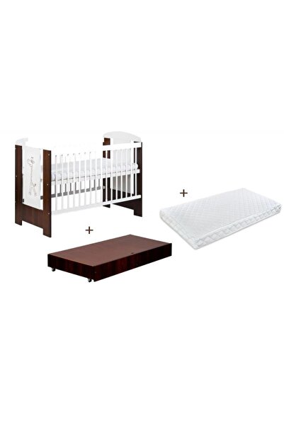 Klups Patut Cu Sertar Little Giraffe Wenge + Saltea 12 Confort II