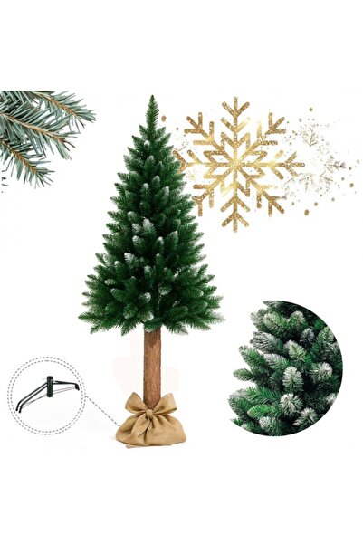 JollyMag Brad de Crăciun artificial, verde, molid cu suport, efect de zăpadă ...