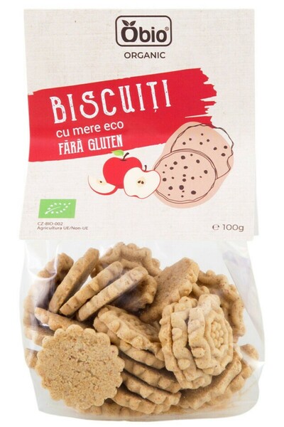 JollyMag Biscuiti cu mere fara gluten bio 100g Obio