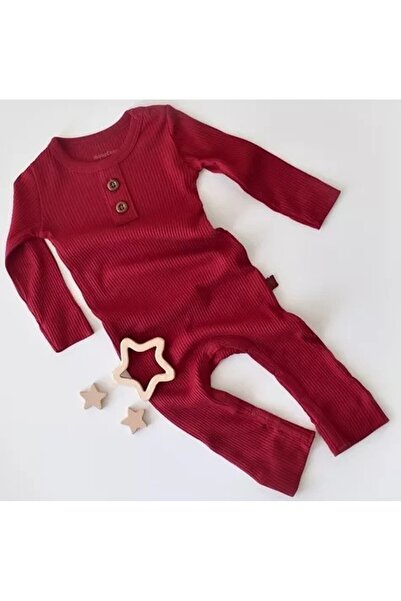 BabyCosy Detský overal s dlhým rukávom z bavlny a modalu - červený (veľkosť: ...