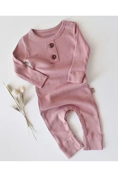 BabyCosy Μακρυμάνικο ρούπερ με μακρύ παντελόνι από βαμβάκι και μοντάλ - Ροζ
