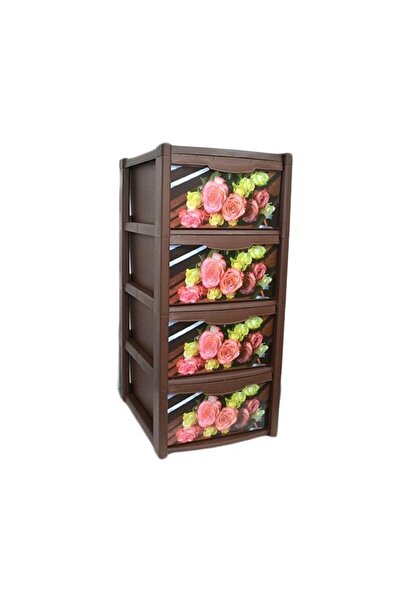 JollyMag Dulap pentru depozitare, din plastic, 4 sertare cu floricele