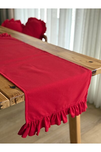 KaiAtelier Lovely Keten İki Ucu Fırfır Runner 40cmx120cm