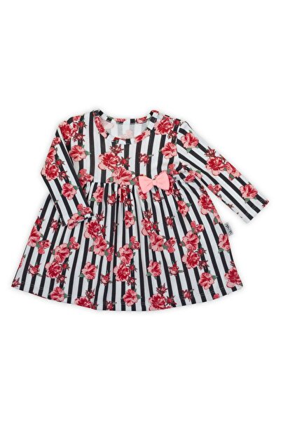 Nicol Rochita de bumbac cu maneca lunga, dungi si flori NANA Roz marimea 86