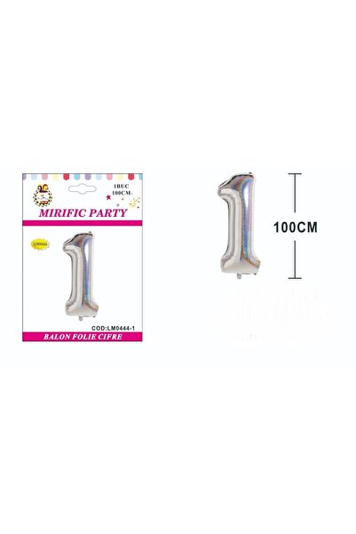 Mirific Party Balon din folie metalizata argintie, Mirific Party, Cifra, 1 an...