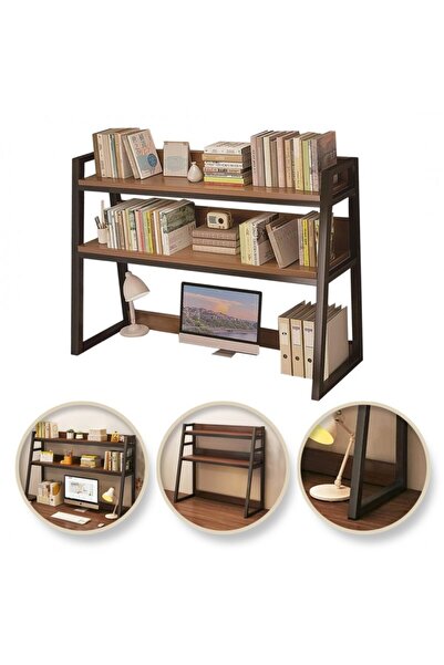 JollyMag Raft multifunctional modern, 3 nivele, maro-negru, 95 x 32 x 90 cm, ...